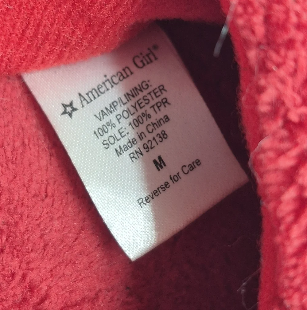 American Girl Red and White Kids Slippers